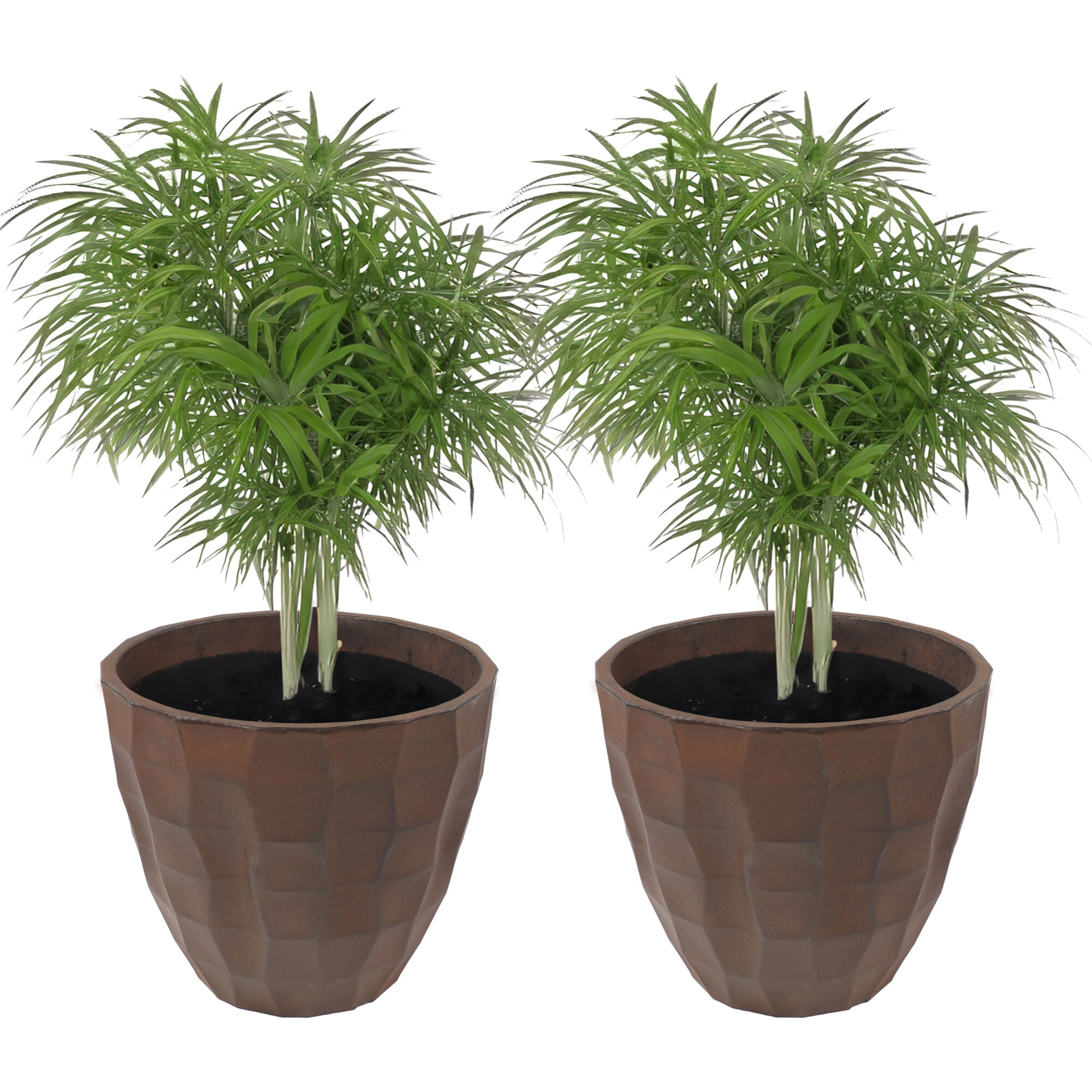 Sunnydaze Decor, 2 Pebbled Planters Dark Brown, Material Resin, Model# DG-946-2PK